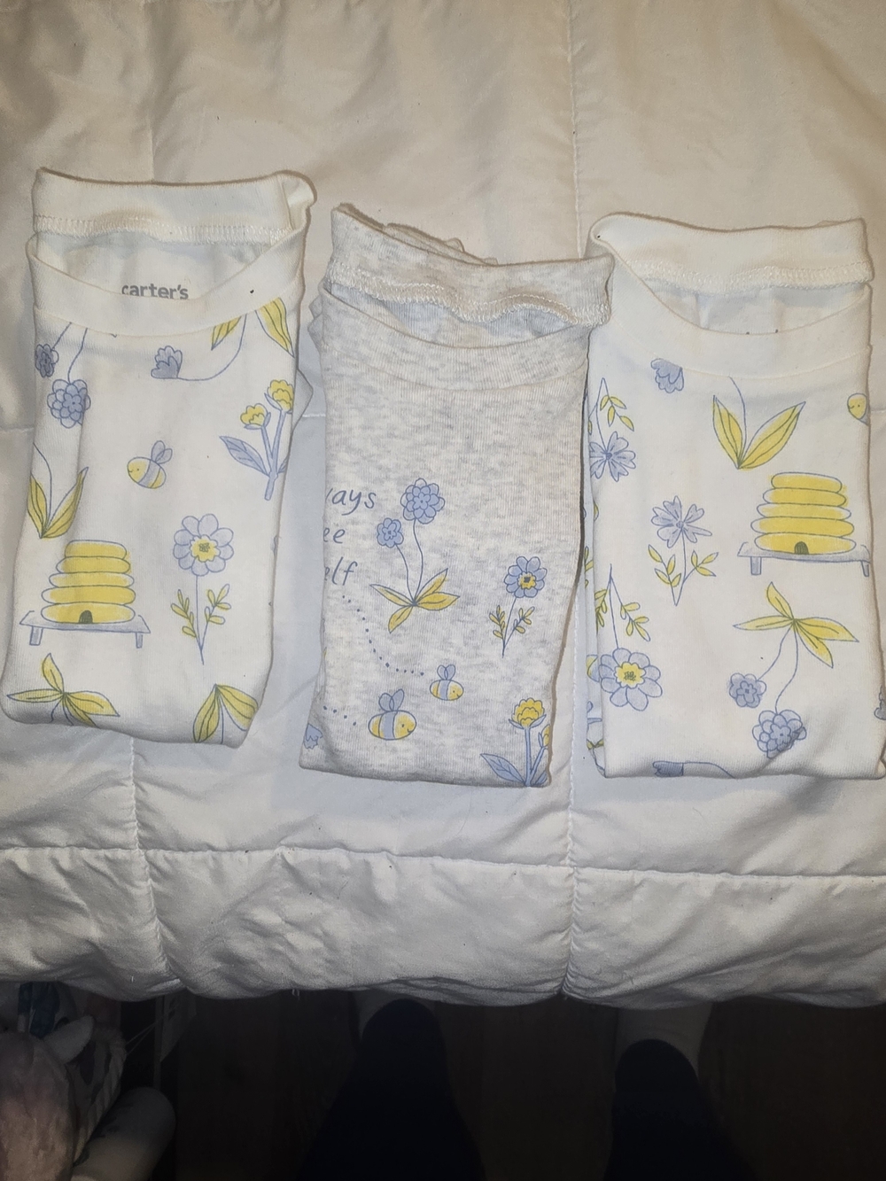 Carter's Yellow & Blue Bee Print Pajama Tops - 3 Pack